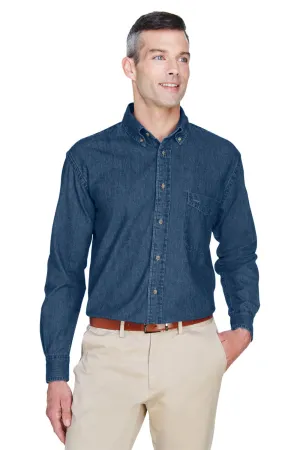 Chemise à manches longues en denim pour hommes Harriton avec poche - Denim foncé