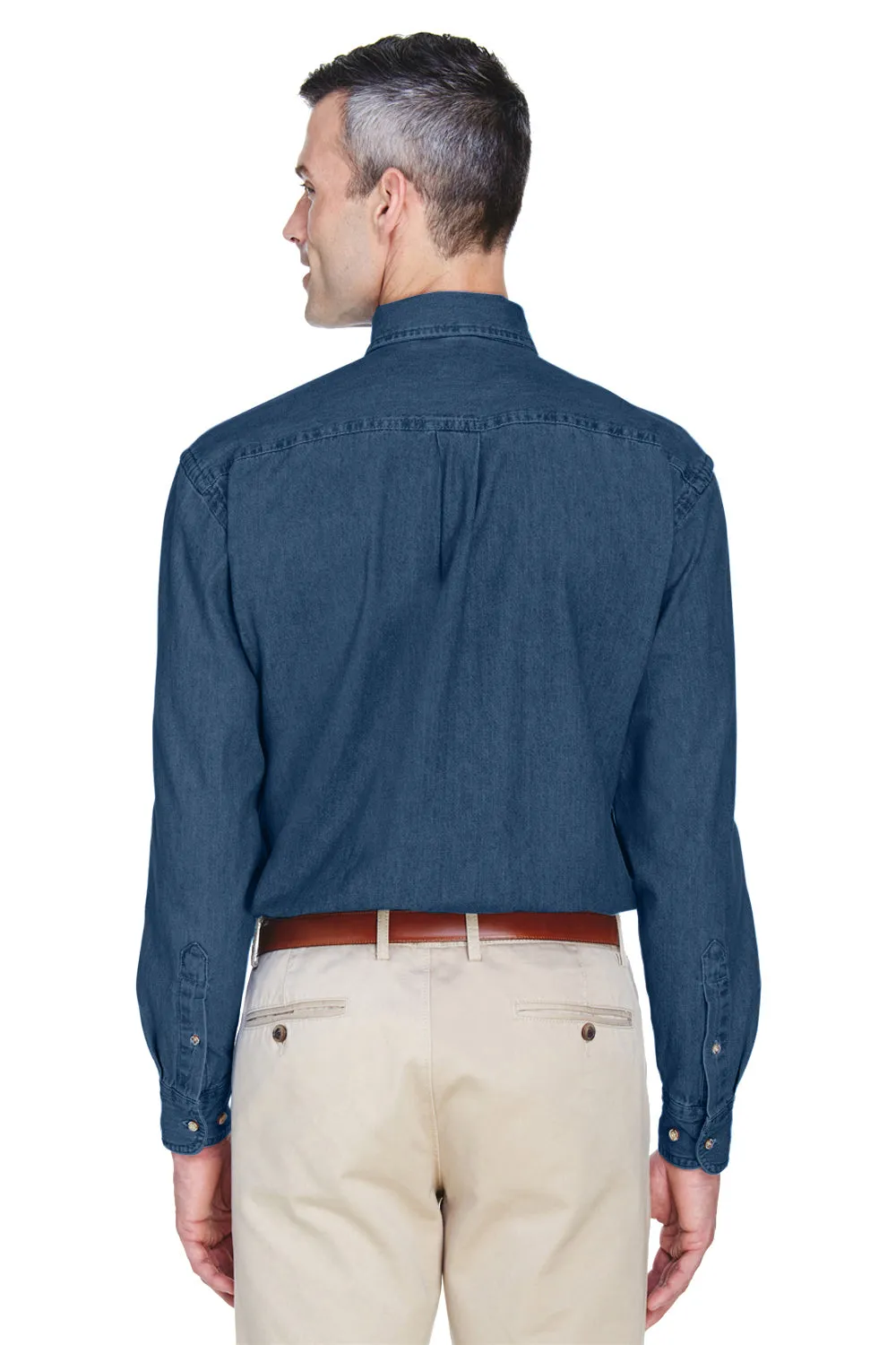 Chemise à manches longues en denim pour hommes Harriton avec poche - Denim foncé