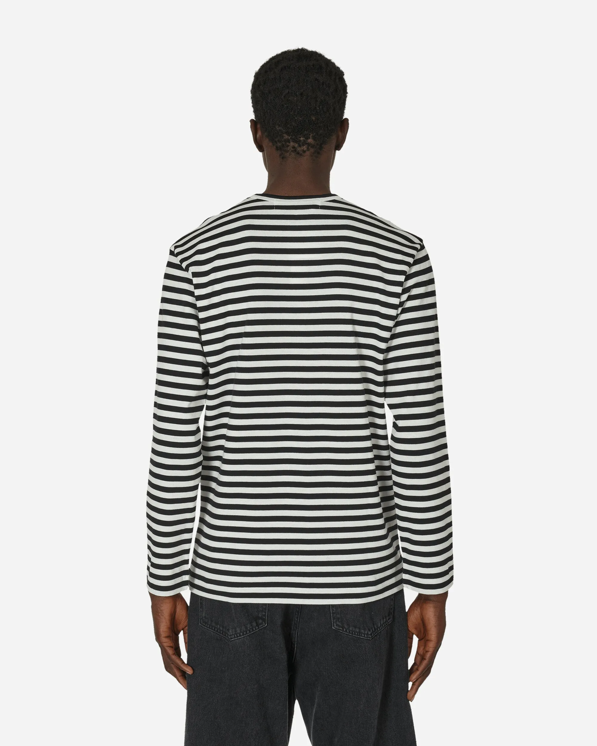T-shirt manches longues à rayures cœur noir