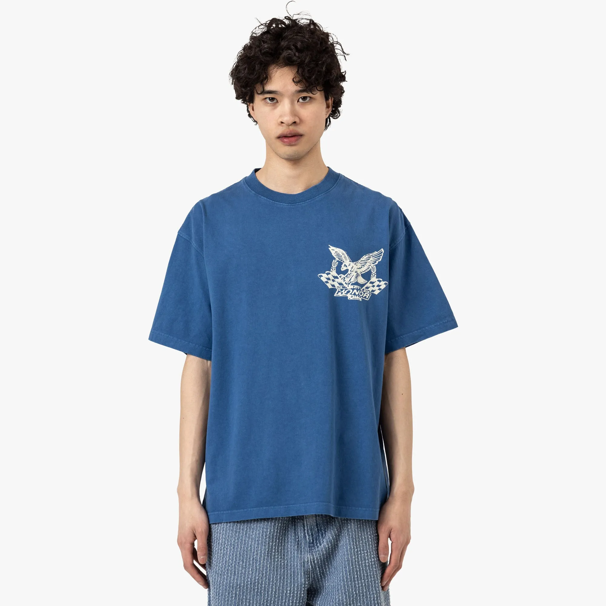 T-shirt Vintage Honor The Gift Bleu à effet huile