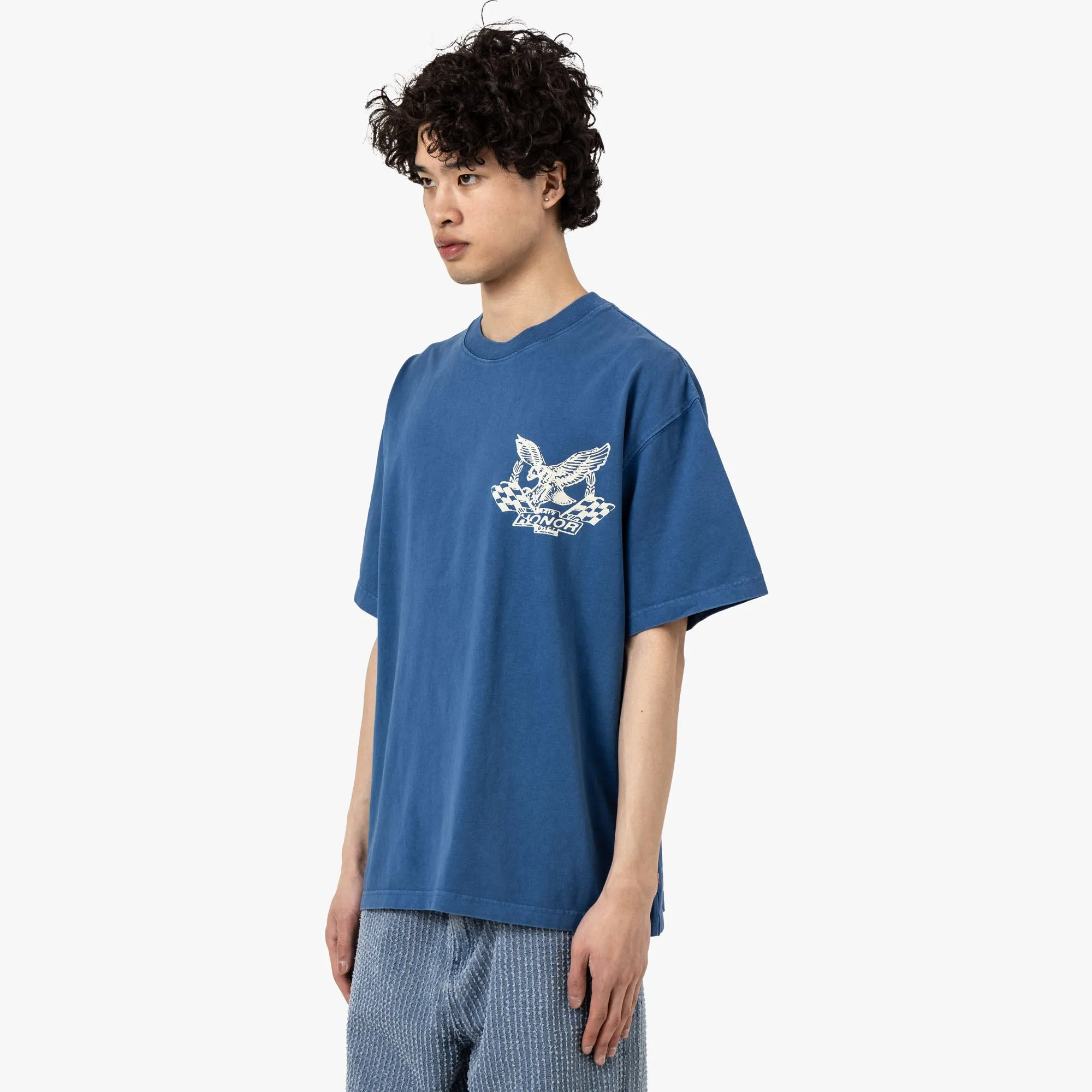T-shirt Vintage Honor The Gift Bleu à effet huile
