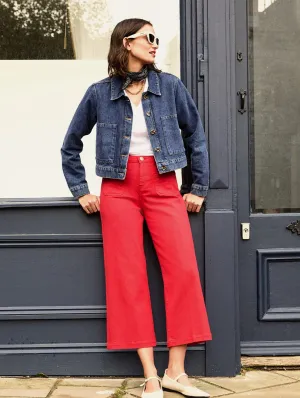 Jena Jean large coupe ajustée en coton biologique extensible | Rouge cramoisi