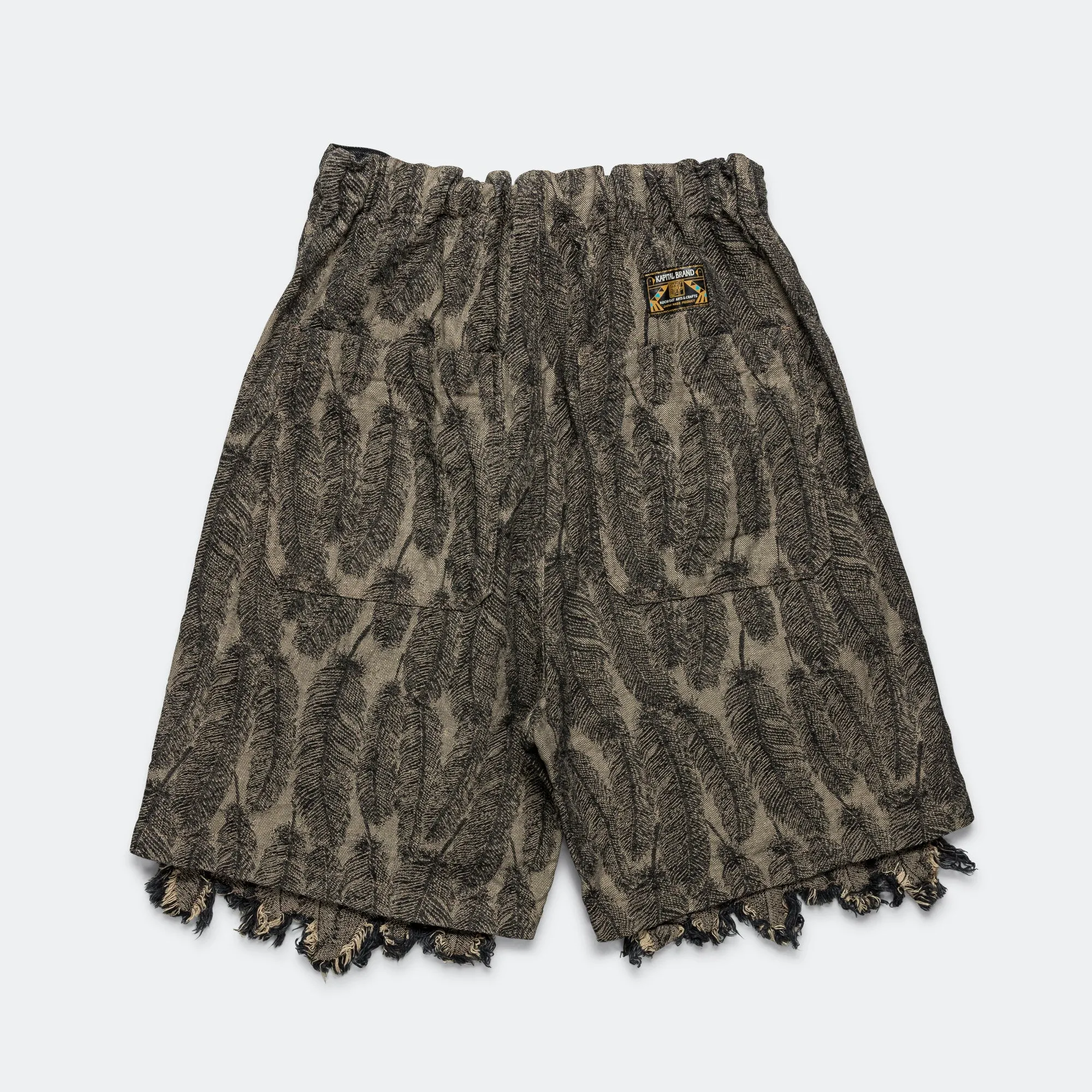Kapital Clothing Pantacourt décontracté en denim MAGPIE 12oz avec genoux usés - Noir/Beige