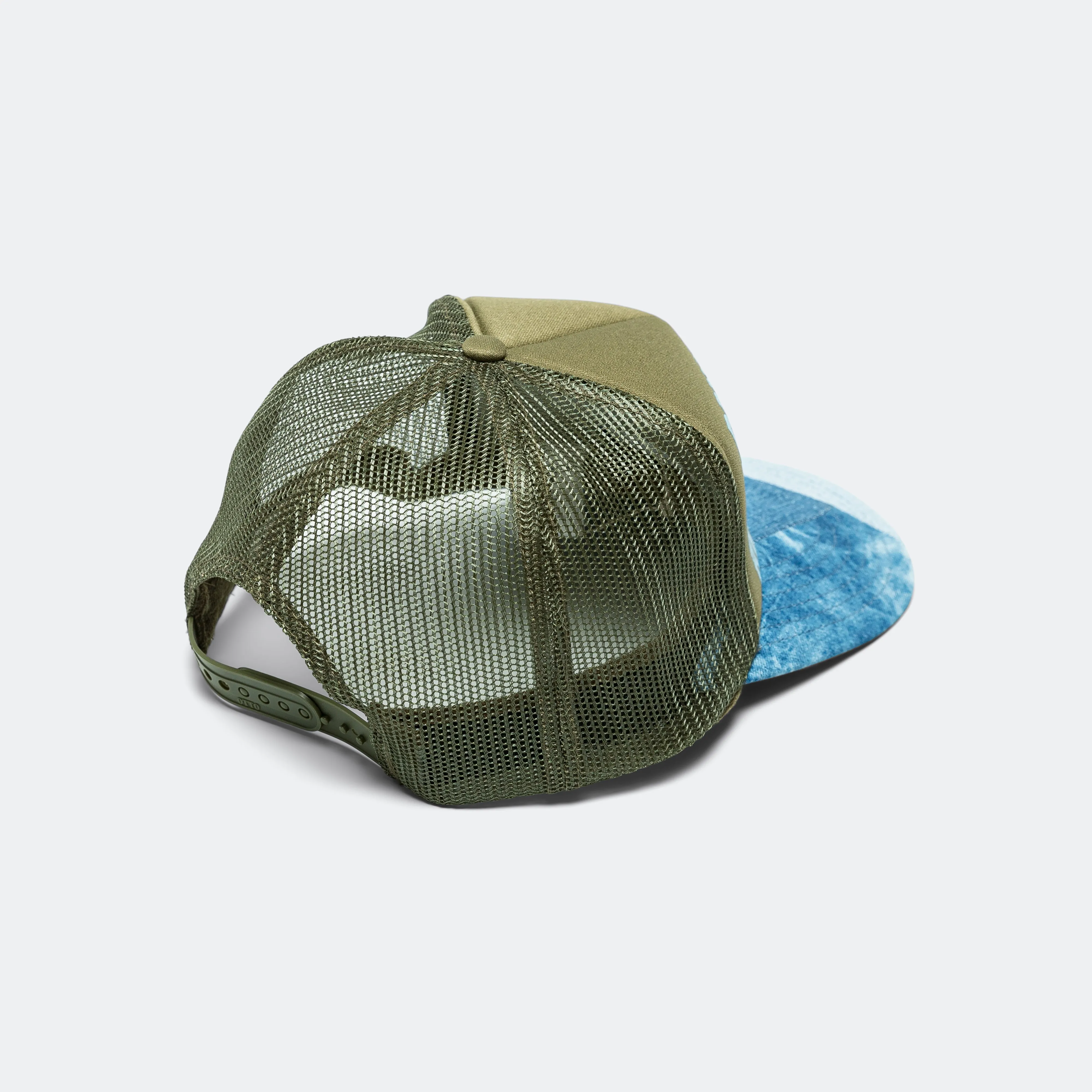 Kapital Clothing SERVICE DE RÉPARATION DE DENIM Casquette Trucker Reconstruite en Denim - Vert Foncé
