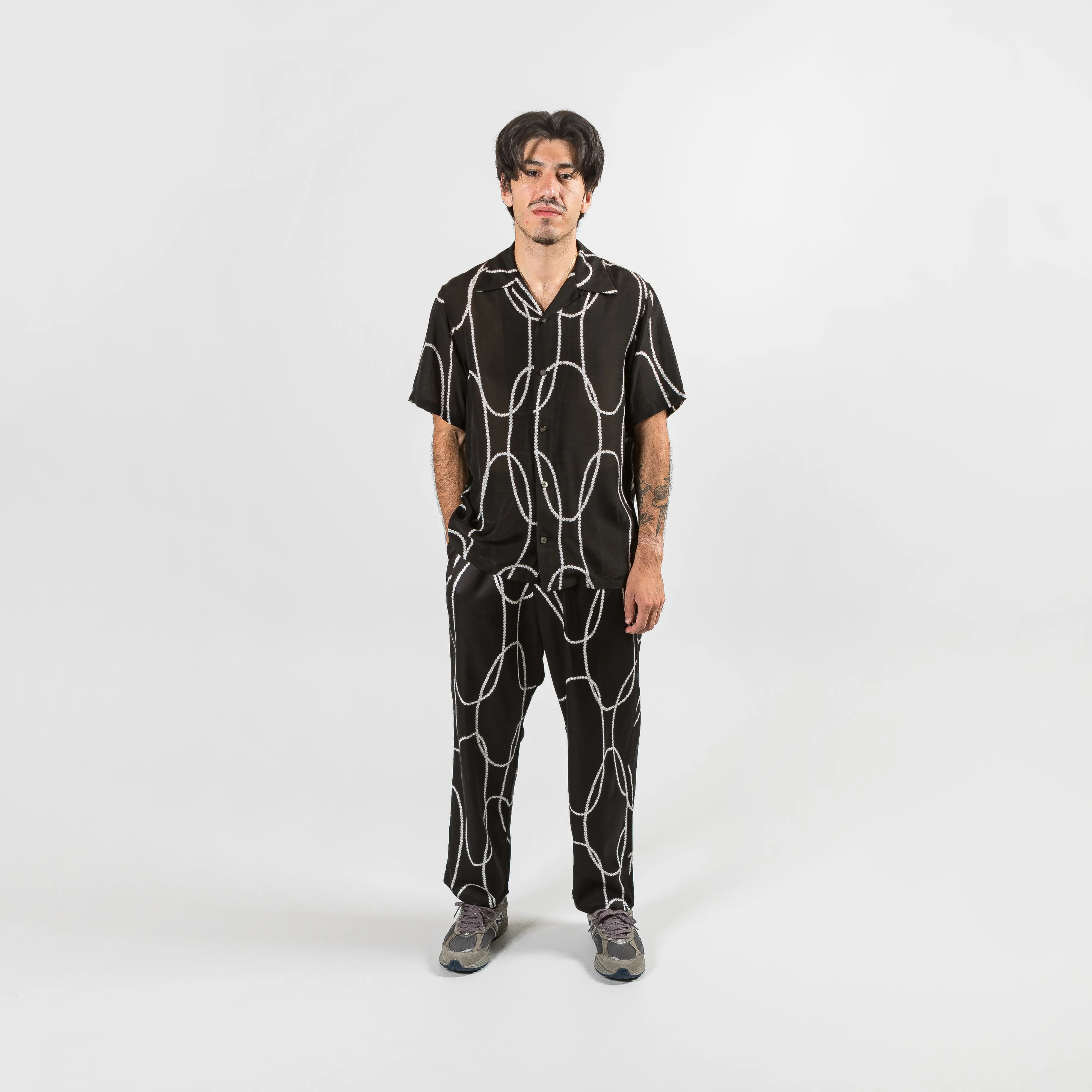 Kapital Clothing Soie Rayonne PEARL-KATABIRA Aloha - Noir