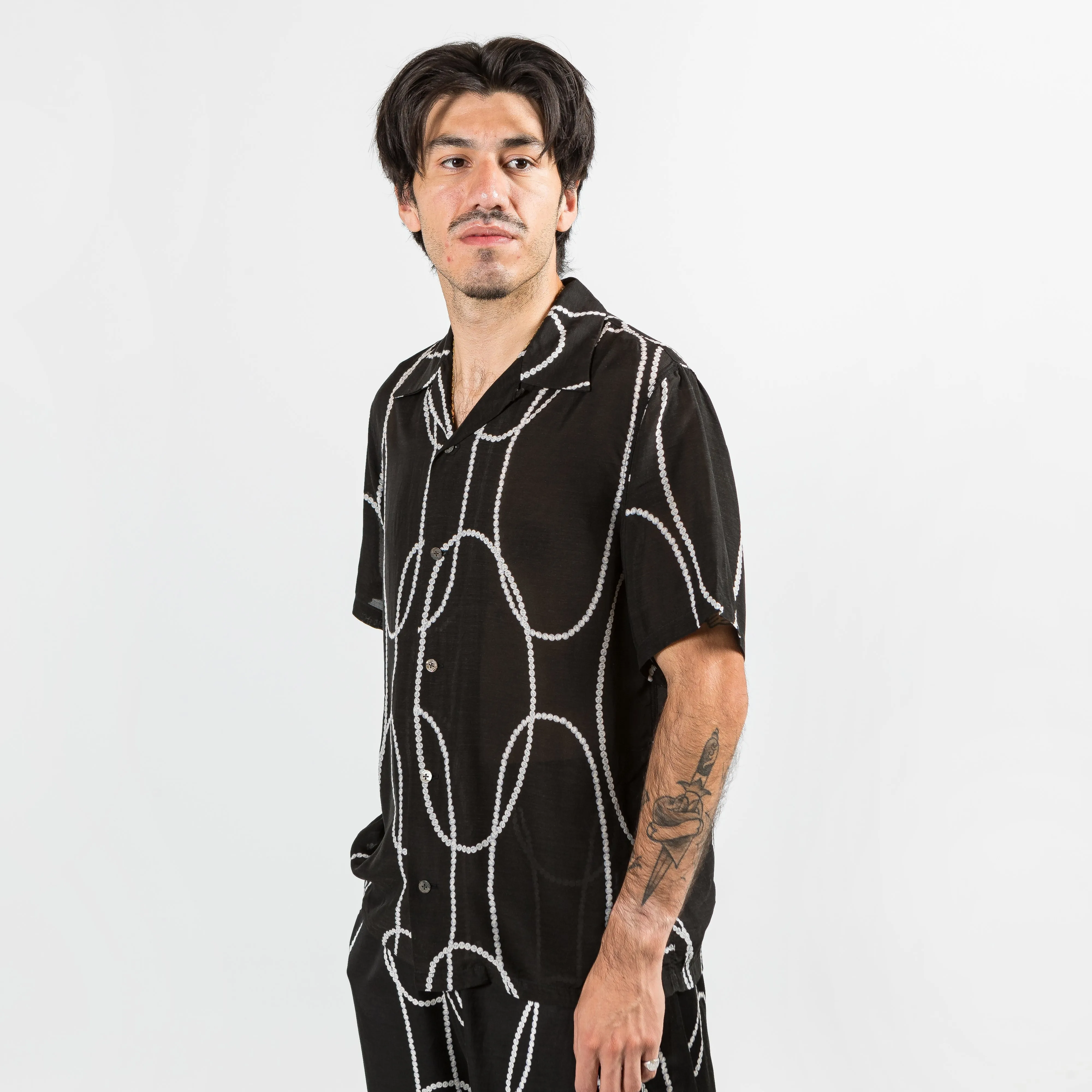 Kapital Clothing Soie Rayonne PEARL-KATABIRA Aloha - Noir
