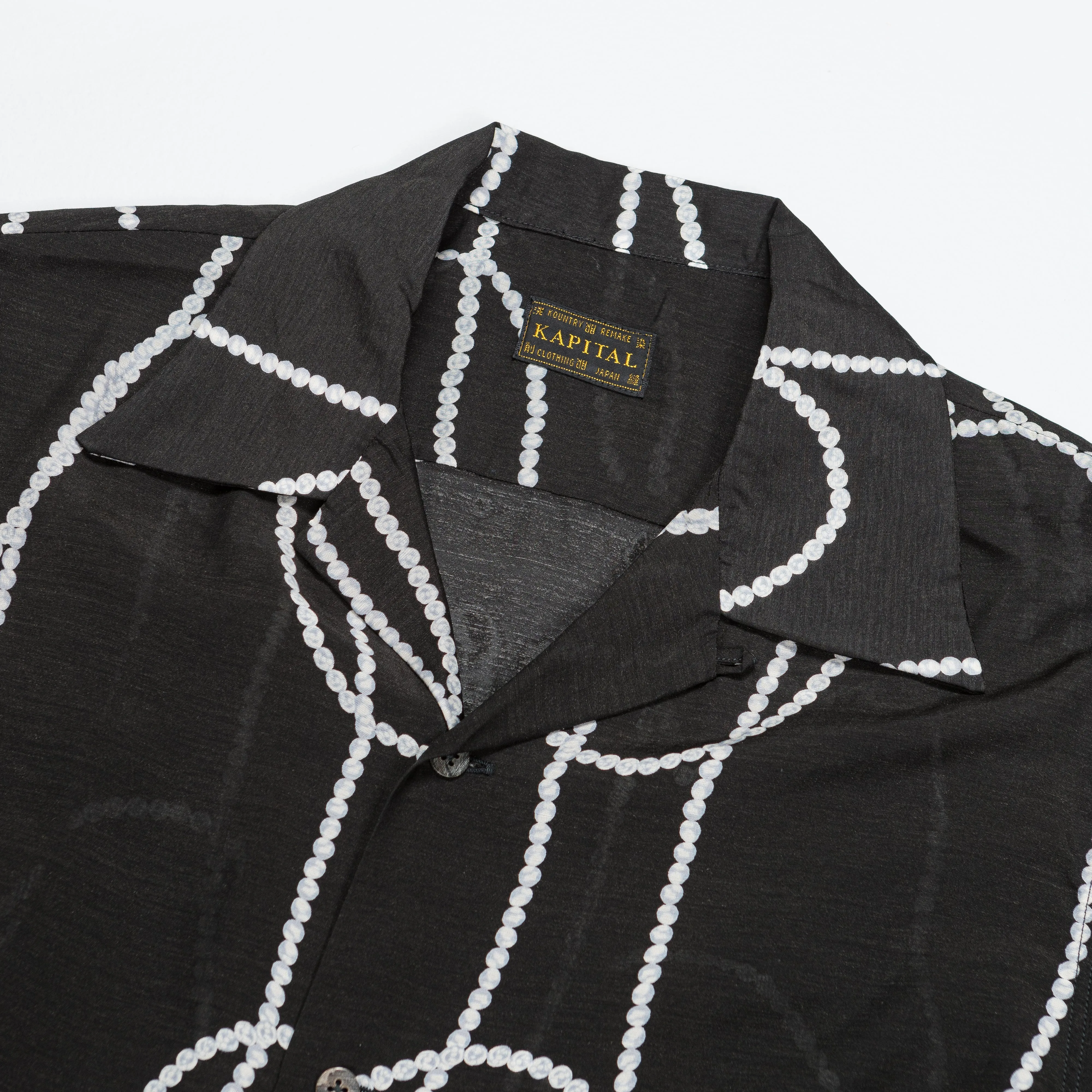 Kapital Clothing Soie Rayonne PEARL-KATABIRA Aloha - Noir