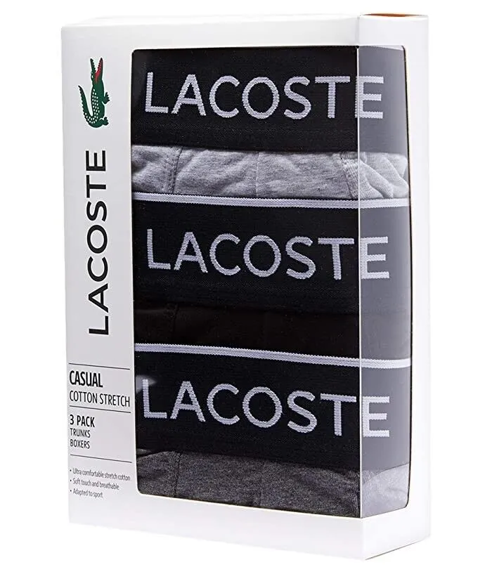 Lacoste 5H3411 Sous-vêtements Hommes XS Multicolore Imprimé Crocodile Caleçon Lot de 3 ERK157