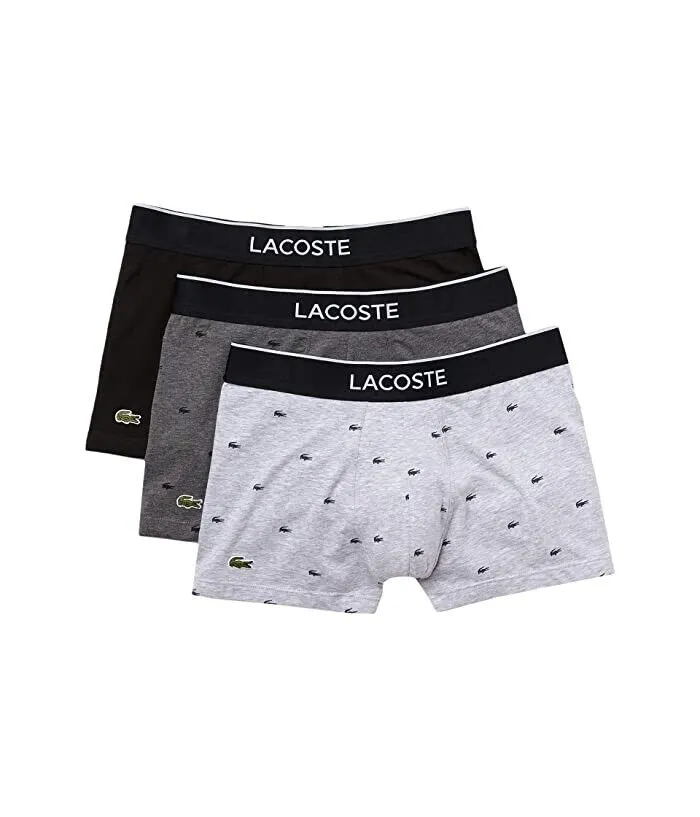 Lacoste 5H3411 Sous-vêtements Hommes XS Multicolore Imprimé Crocodile Caleçon Lot de 3 ERK157