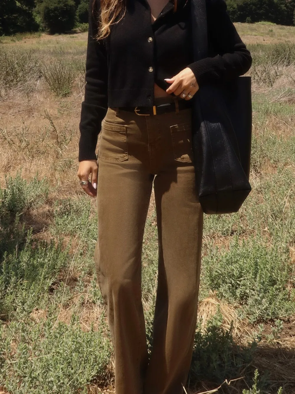 Le Slim Palazzo Bardot Pocket -- Vert Kaki
