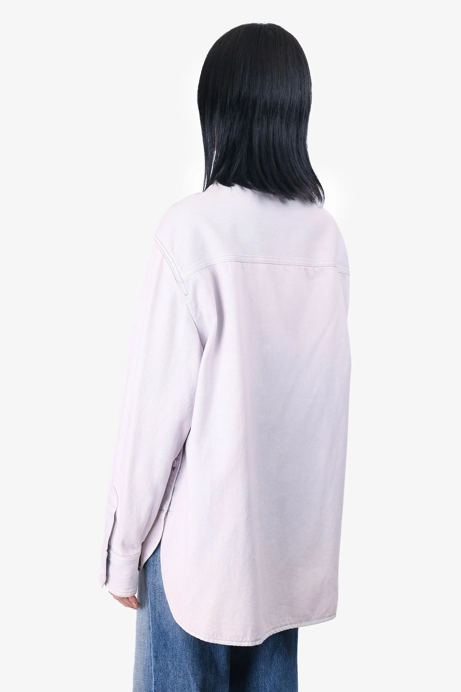 Veste Louis Vuitton en denim lavage acide rose/bleu avec détail de poche avant, taille XS pour homme