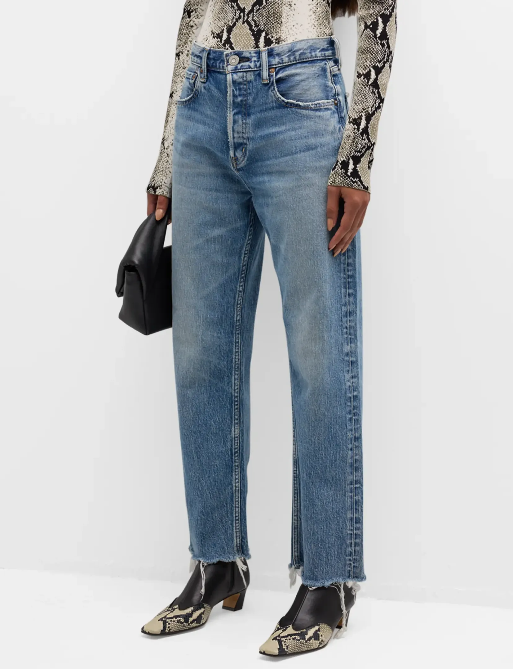 Mabel Crop Large Droit, Vêtement Bleu moussy