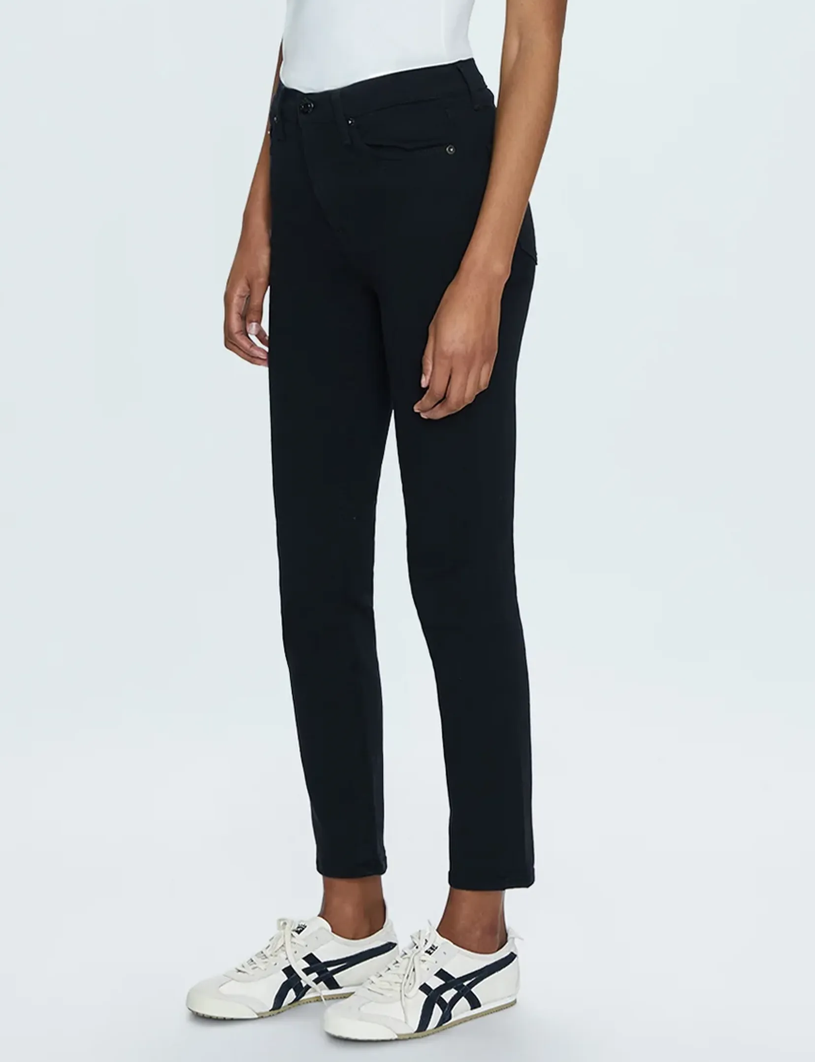 Madi Pantalon Slim Moderne Haute Taille, Noir Vêtements_pistola