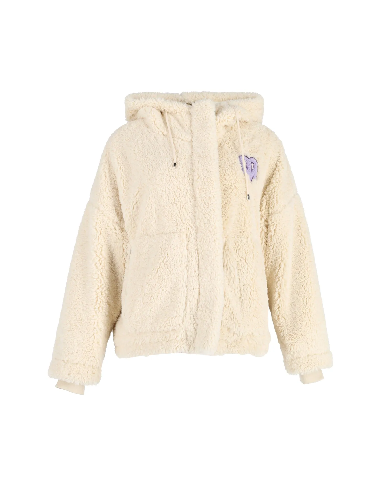 Maje x Varley Veste à capuche Bayavar en fausse fourrure crème