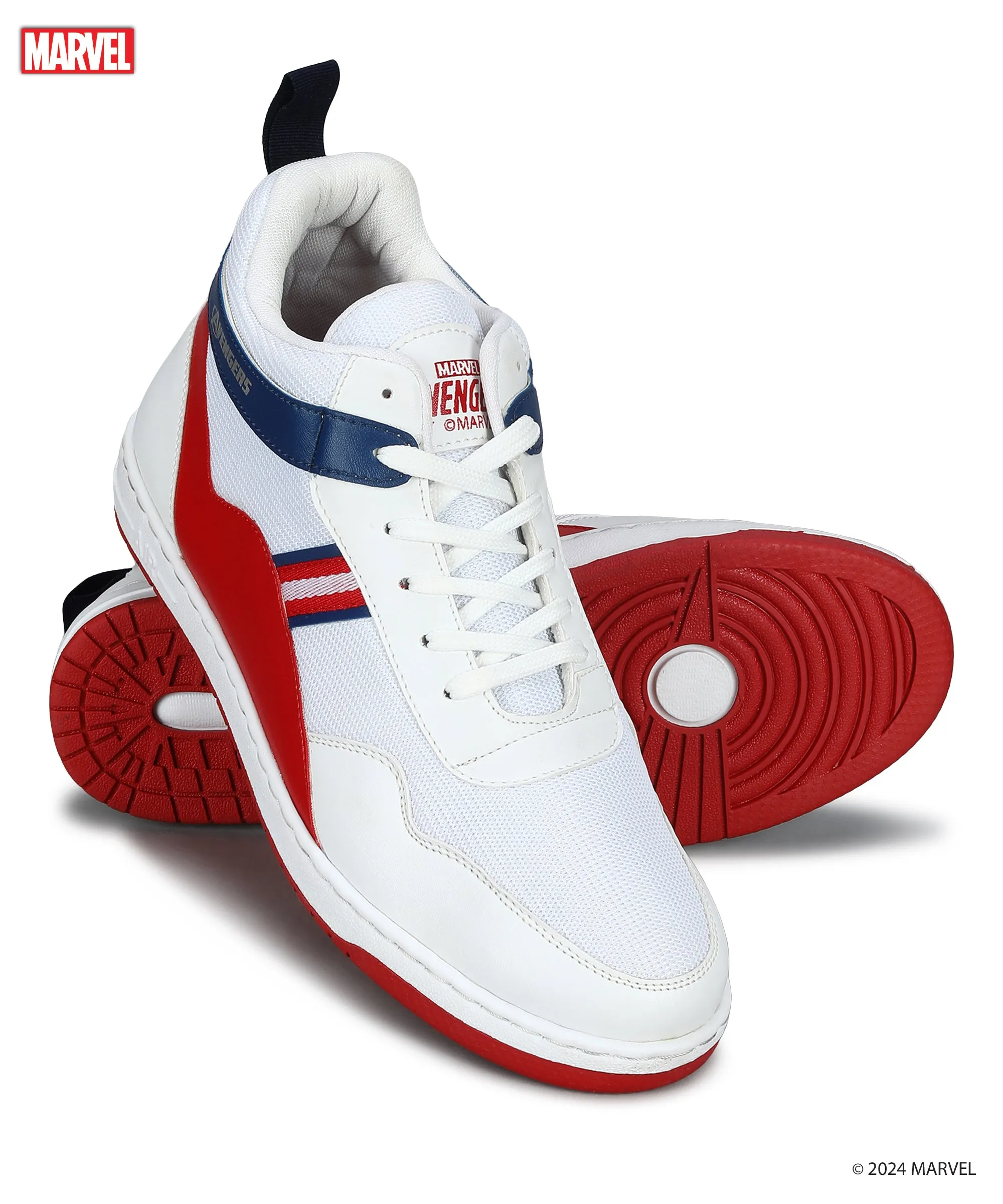 Baskets décontractées blanches pour hommes Marvel | Style extérieur à lacets et rembourré
