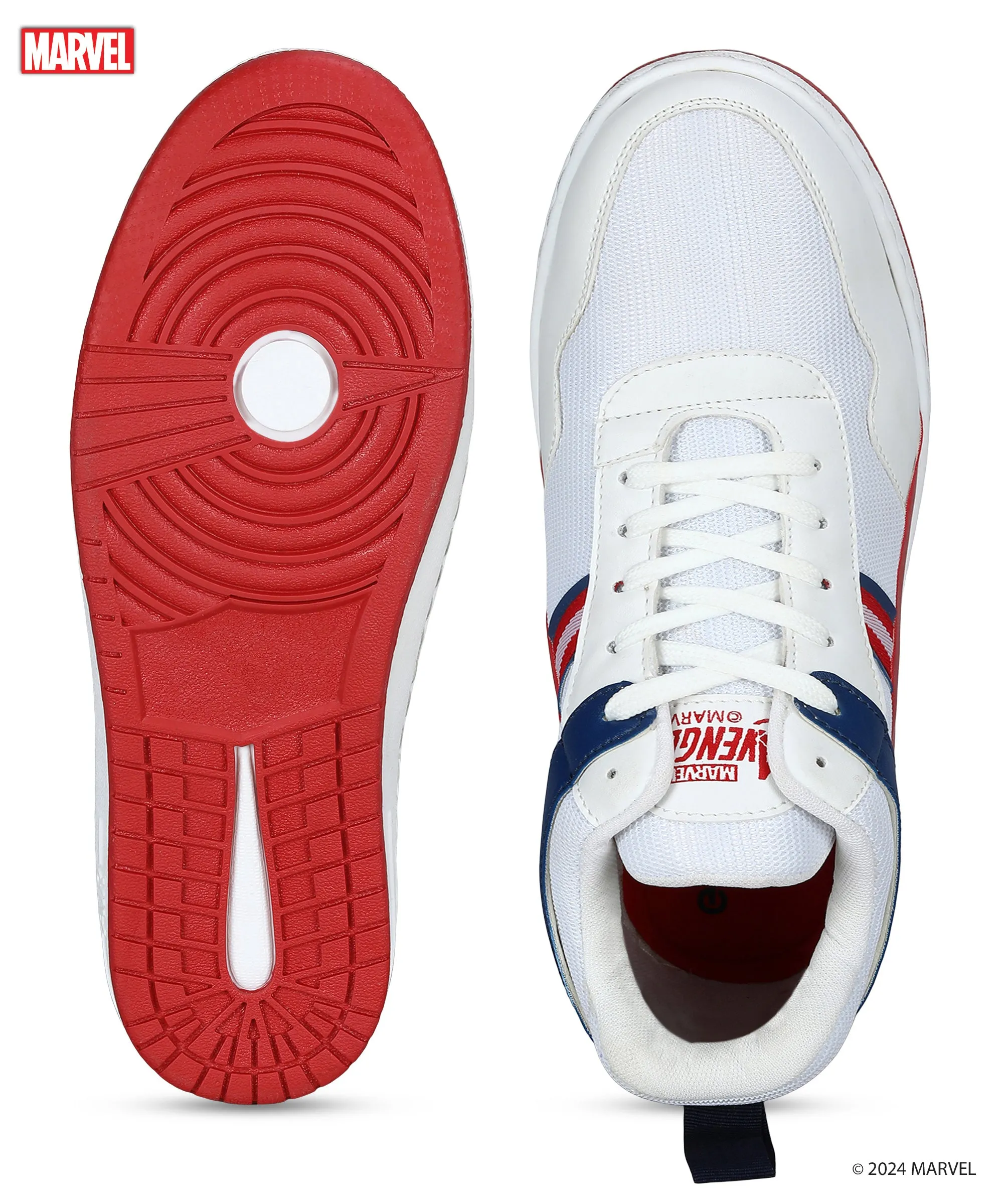 Baskets décontractées blanches pour hommes Marvel | Style extérieur à lacets et rembourré
