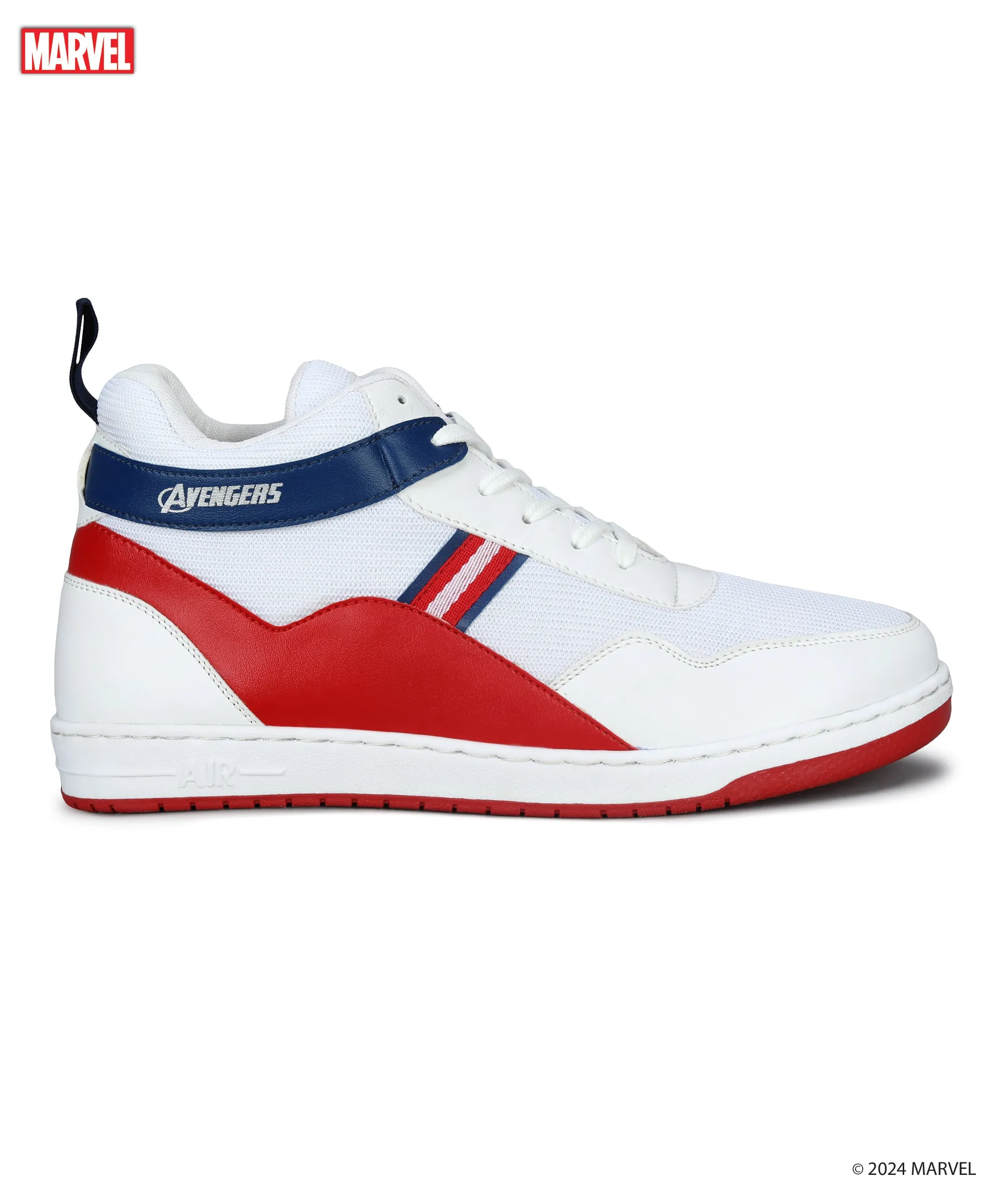 Baskets décontractées blanches pour hommes Marvel | Style extérieur à lacets et rembourré