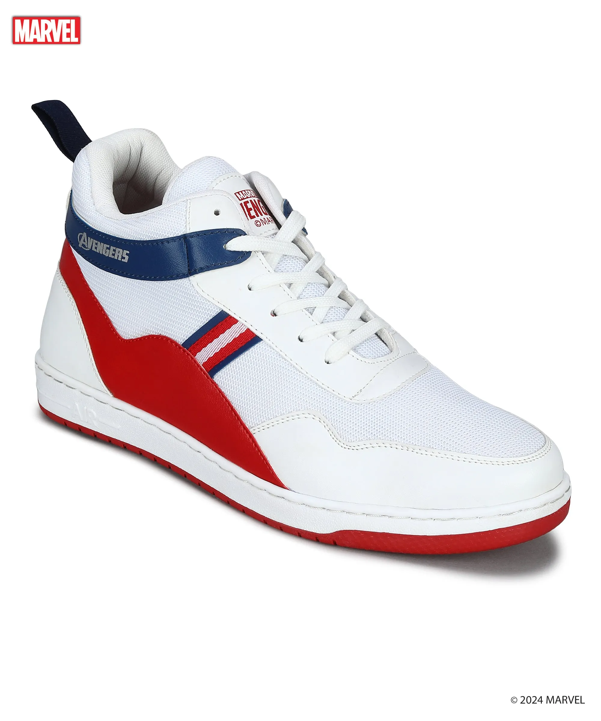Baskets décontractées blanches pour hommes Marvel | Style extérieur à lacets et rembourré