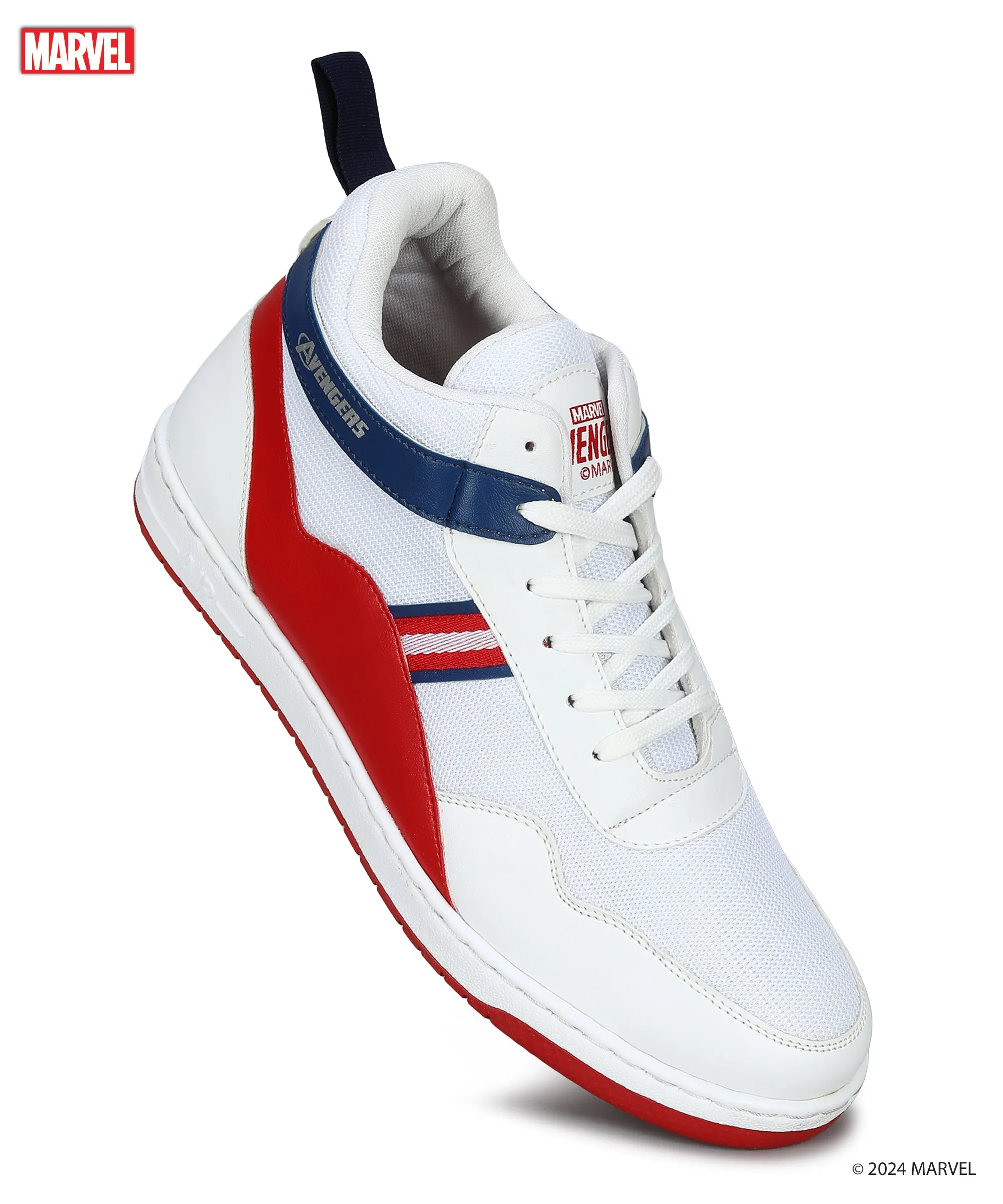 Baskets décontractées blanches pour hommes Marvel | Style extérieur à lacets et rembourré
