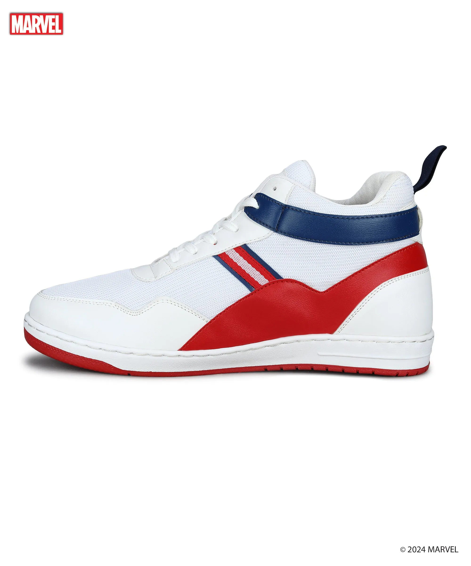 Baskets décontractées blanches pour hommes Marvel | Style extérieur à lacets et rembourré