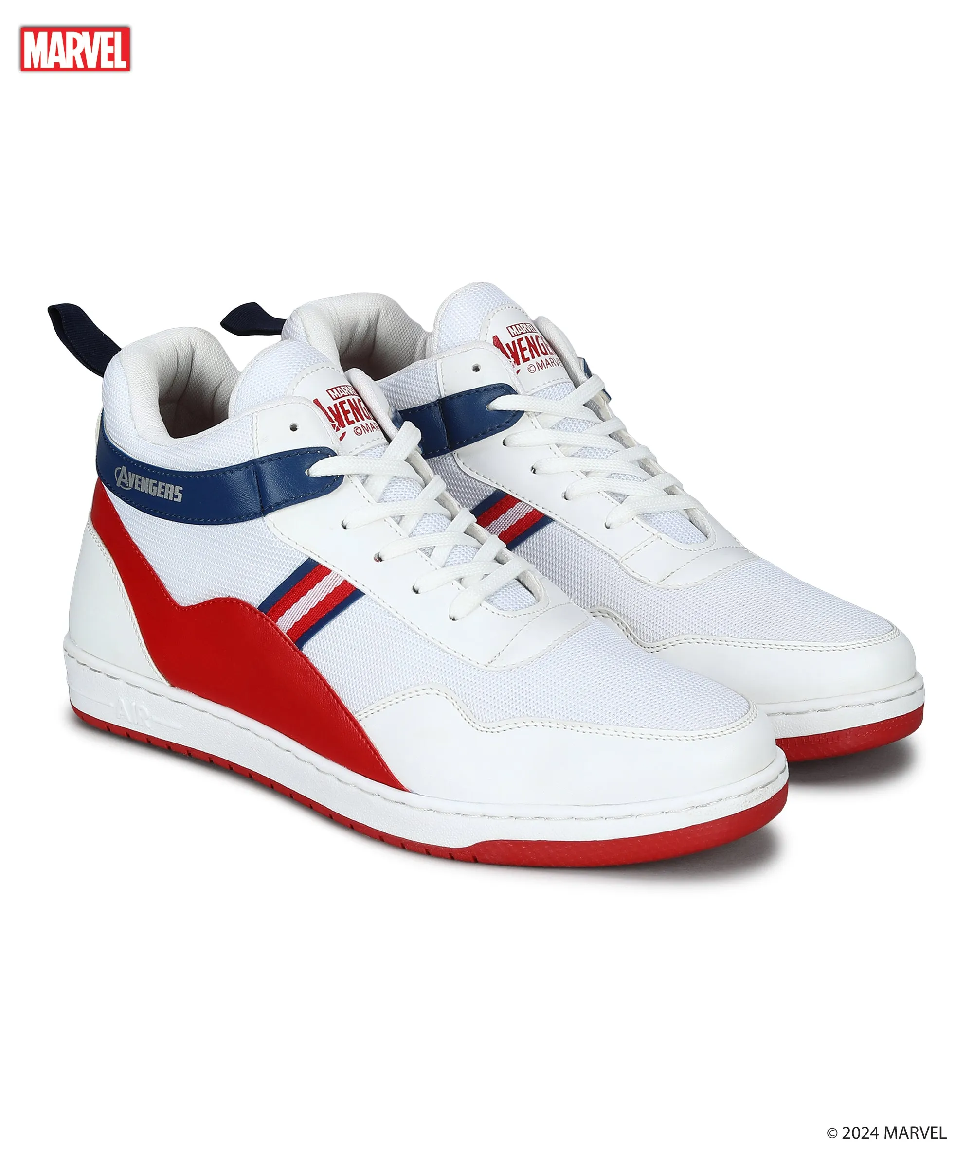Baskets décontractées blanches pour hommes Marvel | Style extérieur à lacets et rembourré
