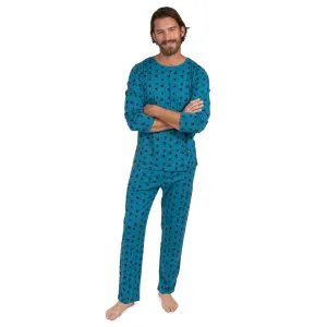 Pyjama deux pièces en coton ample pour homme - Patte de chien bleu