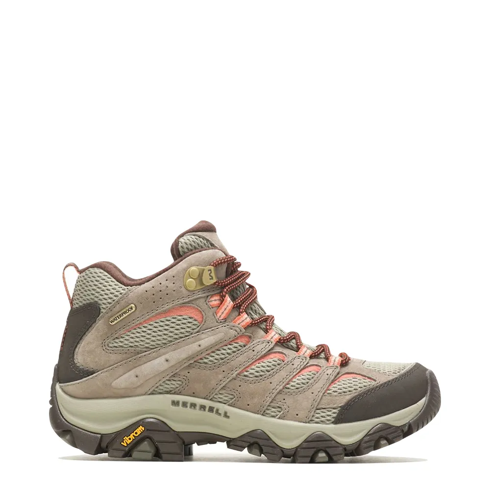 Bottes de randonnée imperméables Merrell Moab 3 Mid pour femme en couleur Tan Bungee Cord