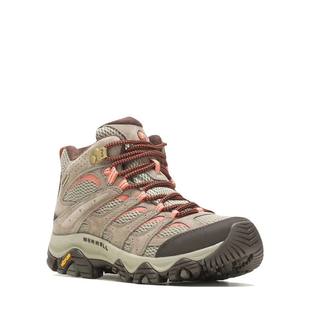 Bottes de randonnée imperméables Merrell Moab 3 Mid pour femme en couleur Tan Bungee Cord