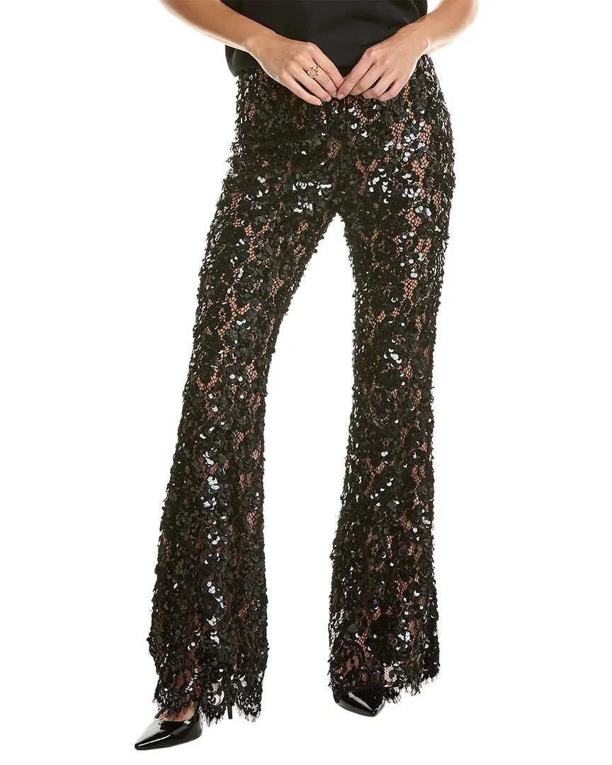 Pantalon bootcut en dentelle florale doublé de soie de la collection Michael Kors