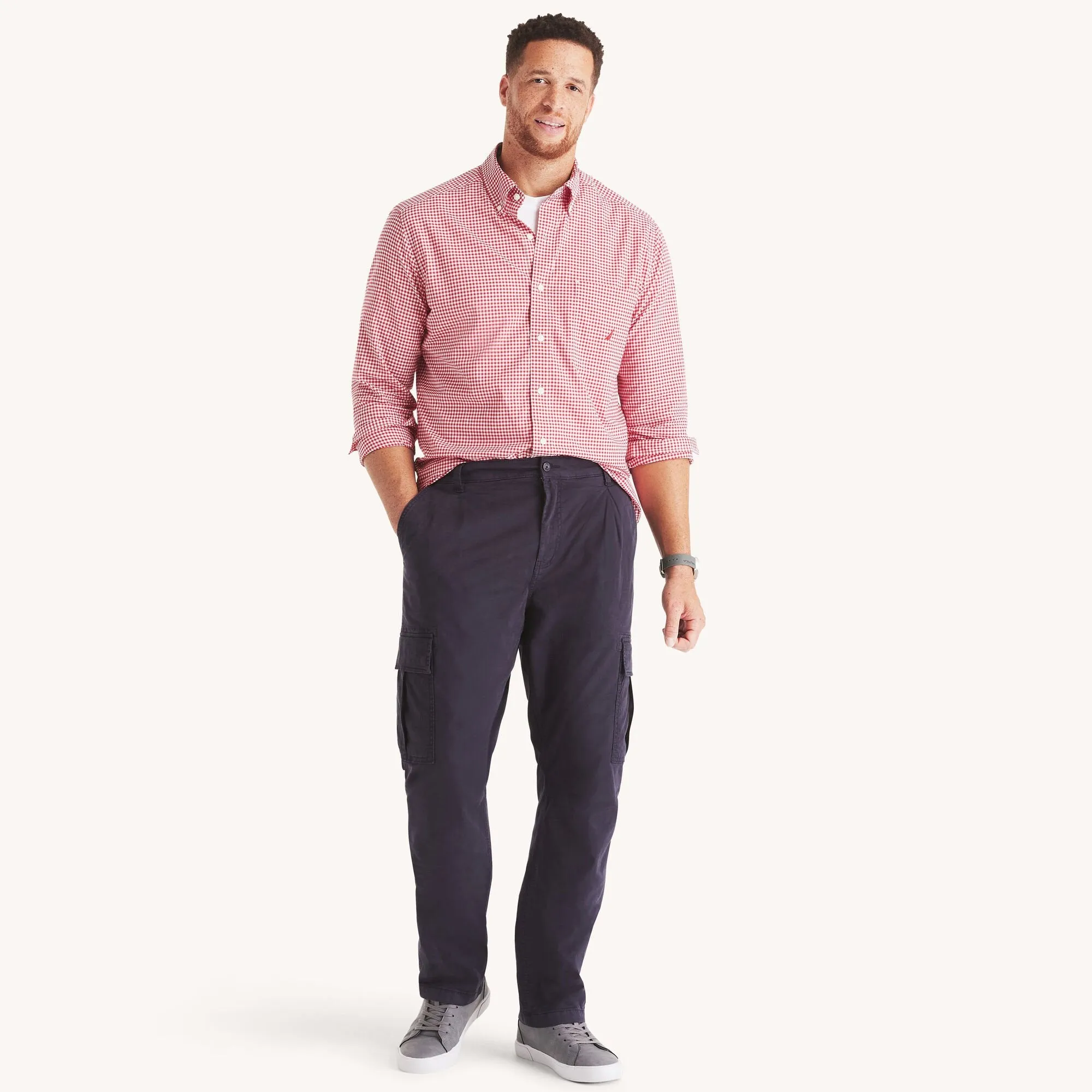 Nautica Pantalon Cargo à Pli Homme Grandes Tailles