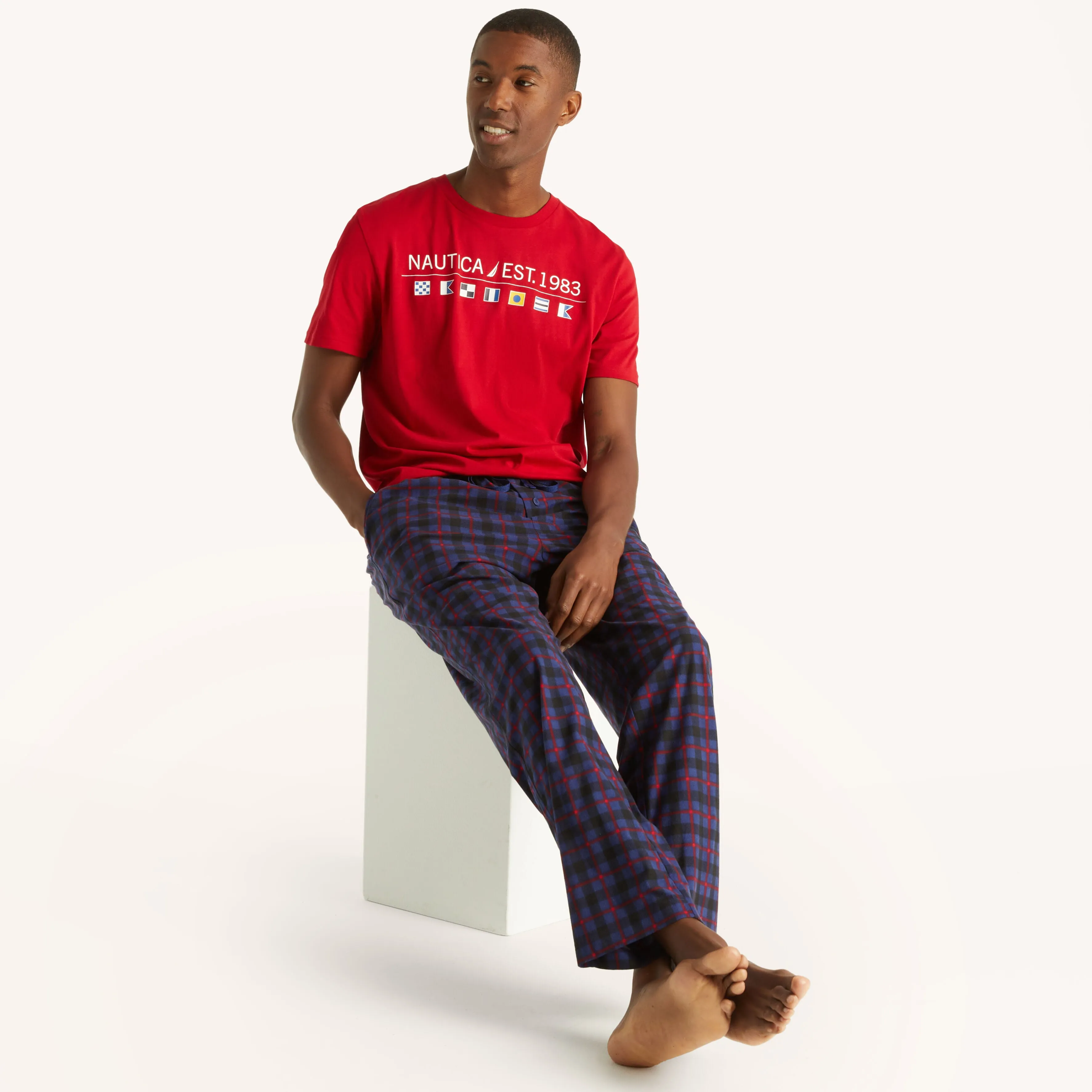 Pantalon de pyjama en polaire à motif carreaux pour homme Nautica