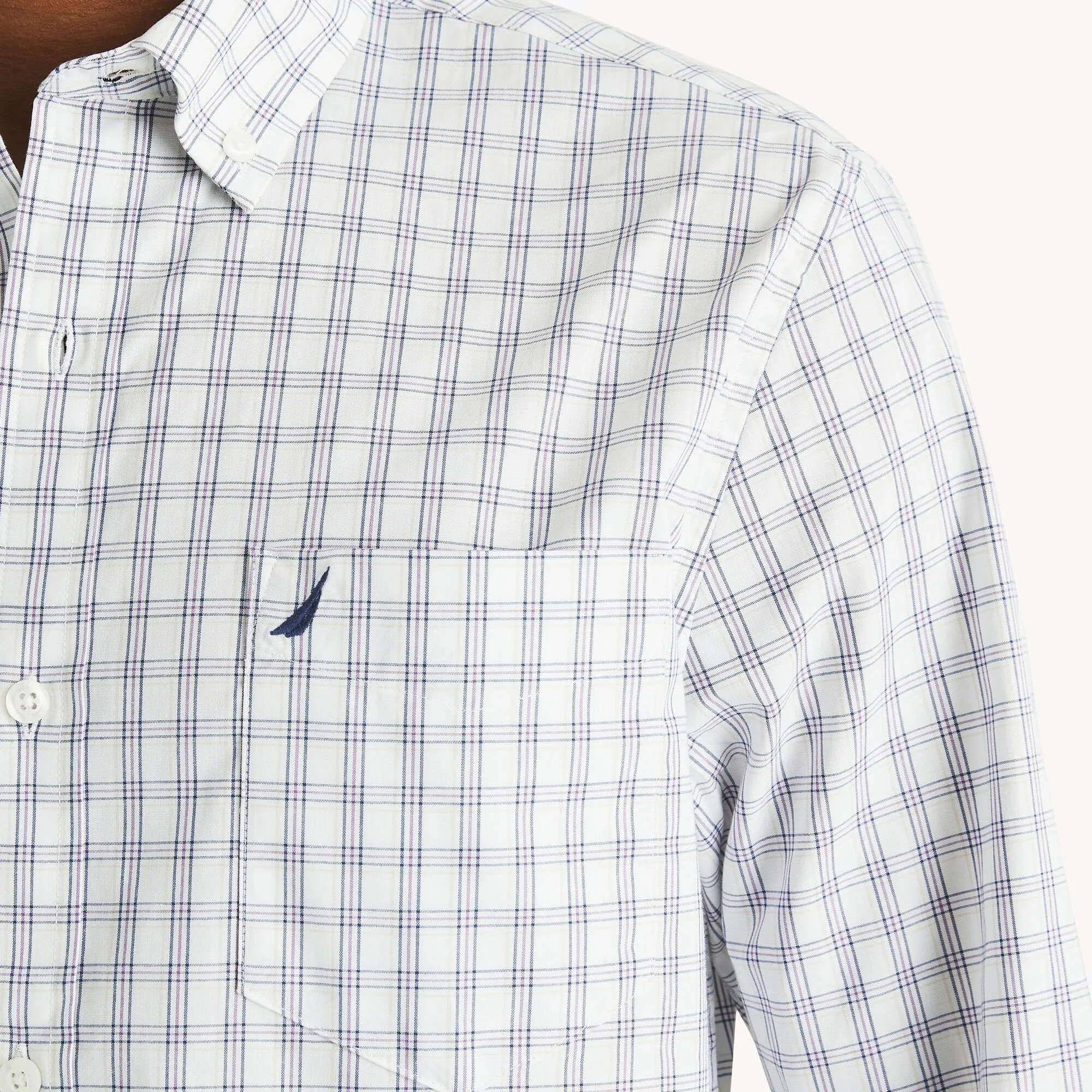 Chemise de travail à carreaux résistante aux plis pour homme, coupe slim Nautica