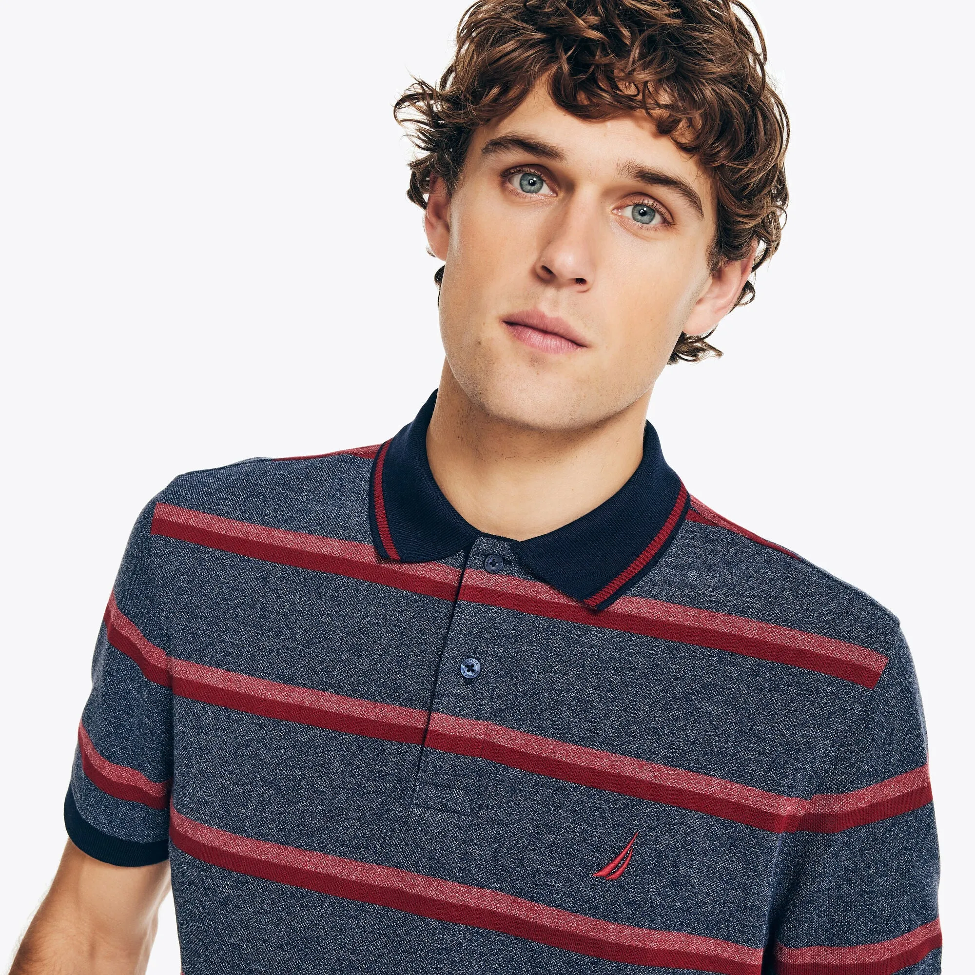 Polo rayé classique pour homme Nautica fabriqué de manière durable