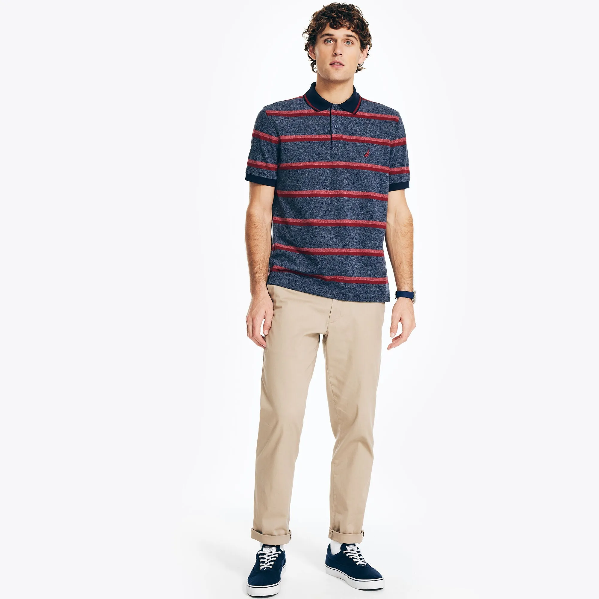 Polo rayé classique pour homme Nautica fabriqué de manière durable