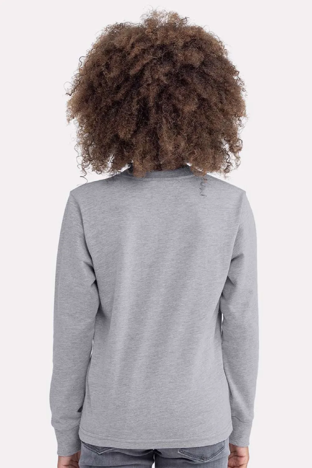 T-shirt col rond à manches longues Next Level pour jeunes - Gris chiné