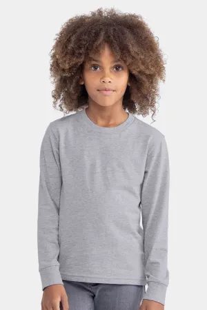 Next Level Youth Long Sleeve Crewneck T-Shirt - Heather Grey