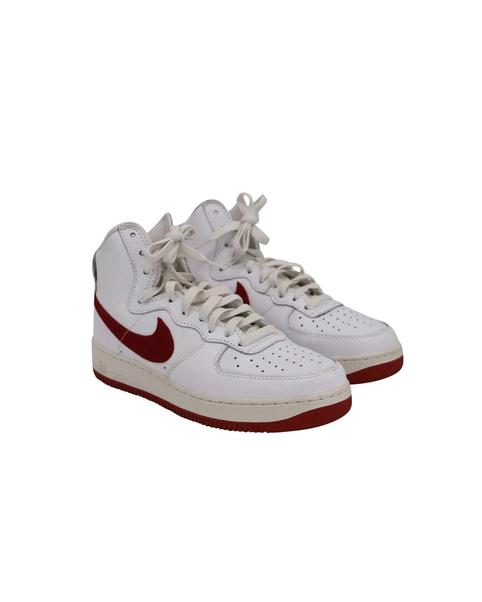 Nike Air Force 1 High 'Nai Ke' Chaussures de Sport en Cuir Blanc et Rouge