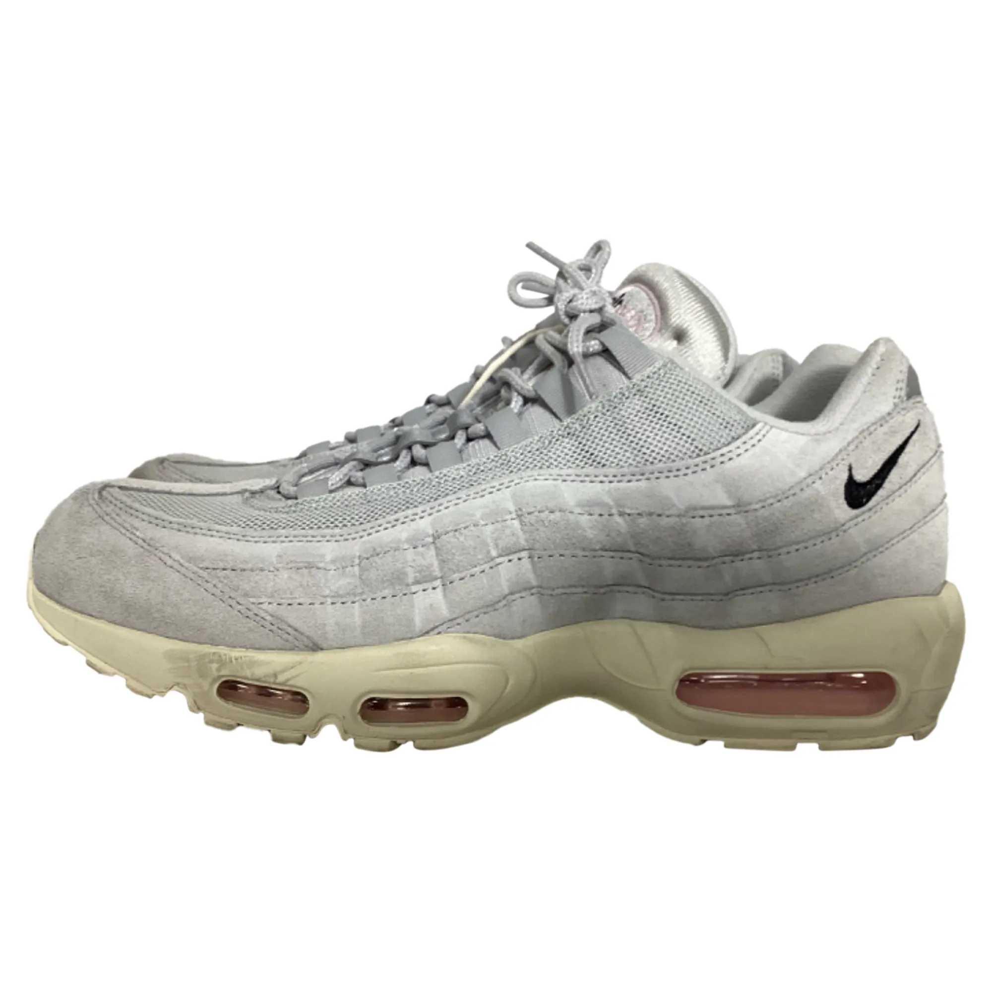 Nike Air Max 95 Chaussures de Sport en Daim Gris avec Détails Rose Mousse