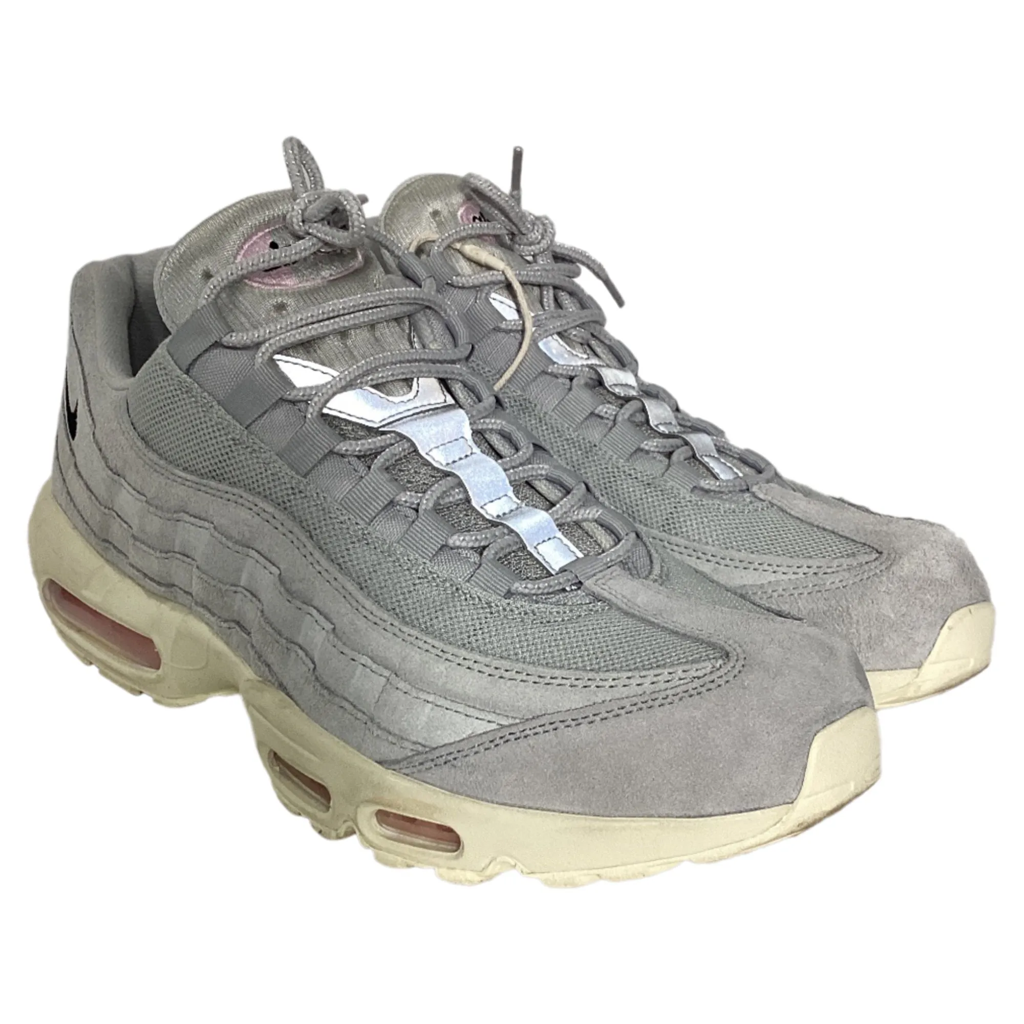 Nike Air Max 95 Chaussures de Sport en Daim Gris avec Détails Rose Mousse