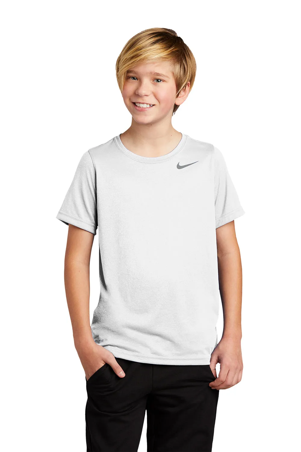 Nike Youth Team rLegend Dri-Fit T-shirt à manches courtes et col rond absorbant l'humidité - Blanc