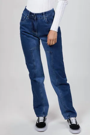 Pantalon Denim Panel en Indigo