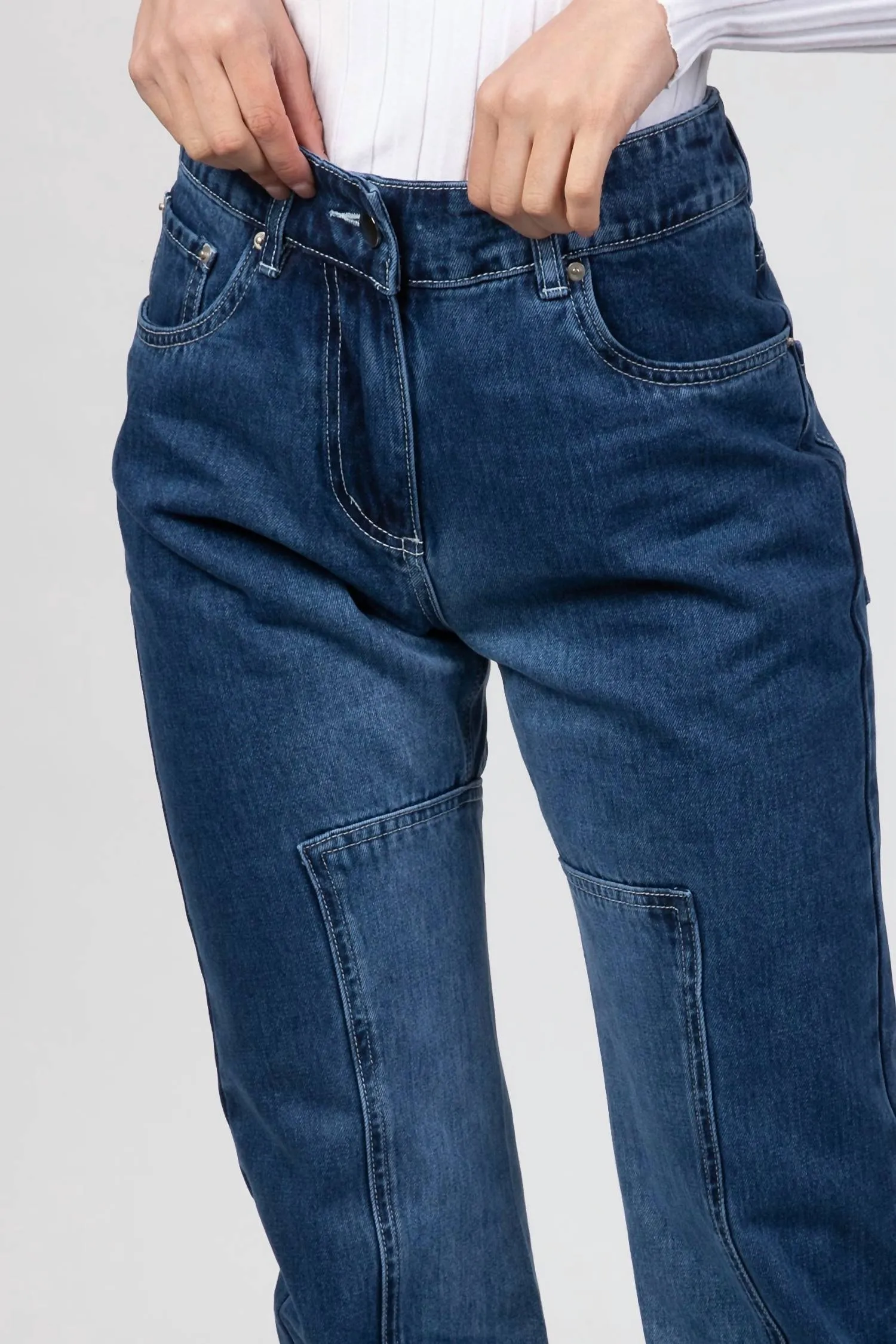 Pantalon Denim Panel en Indigo