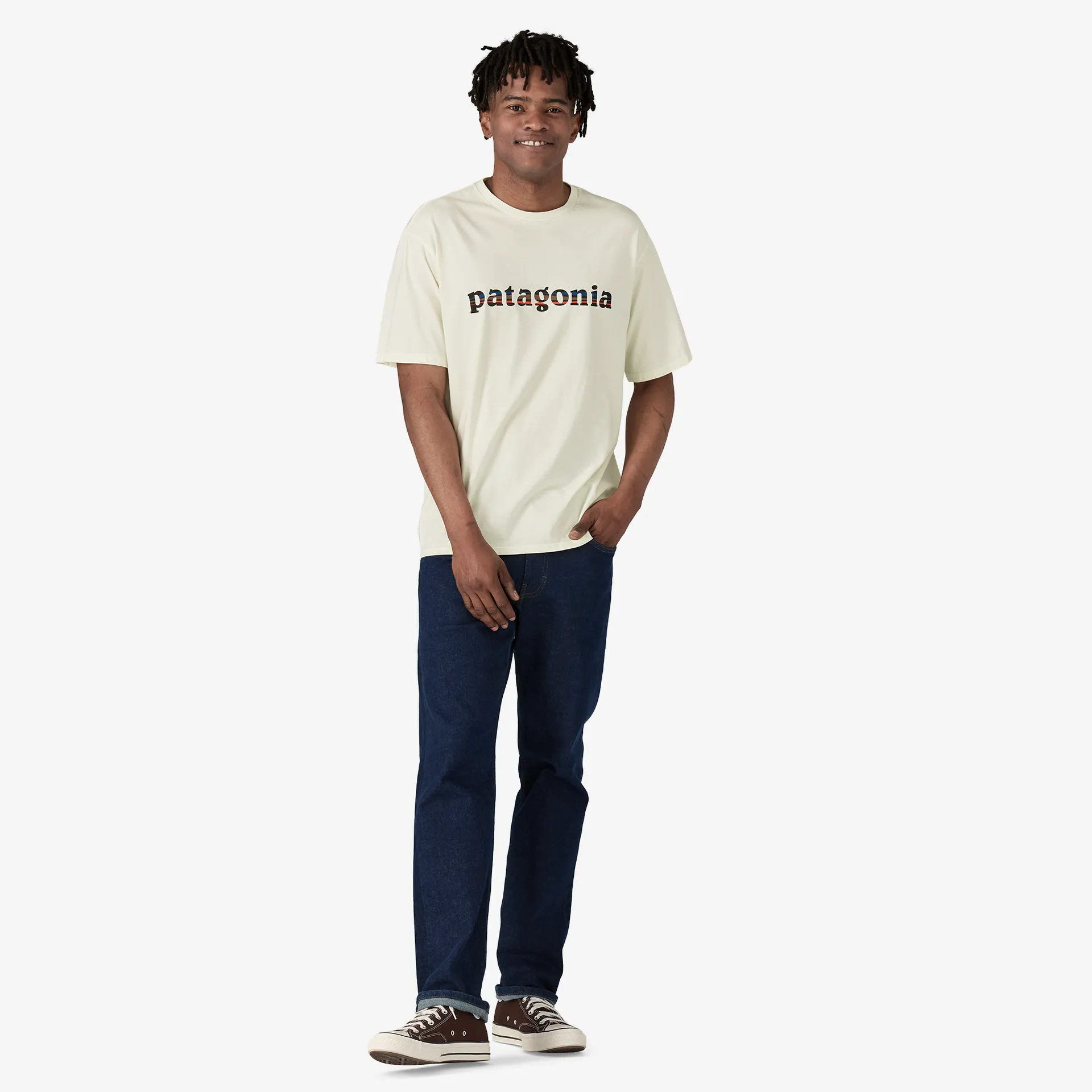 T-shirt pour hommes Patagonia '73 Logo Textuel en coton biologique