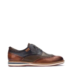 Pikolinos Chaussure Homme Avila en Cuir à Bout Ailé Lacets couleur Brandy