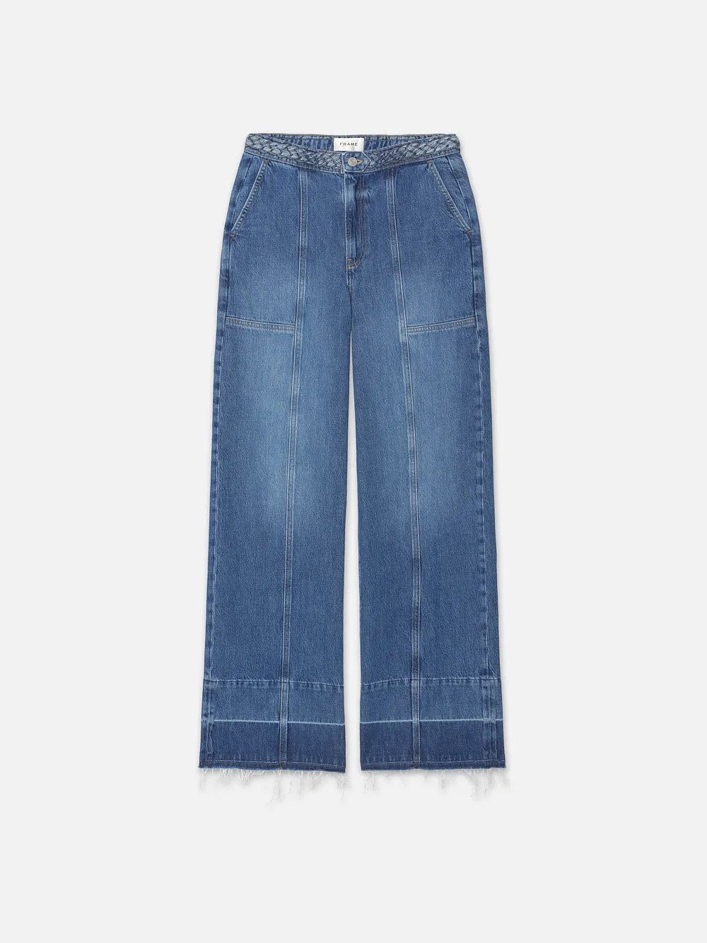 Pantalon large à taille haute avec ceinture tressée Pixie -- Goutte de rosée