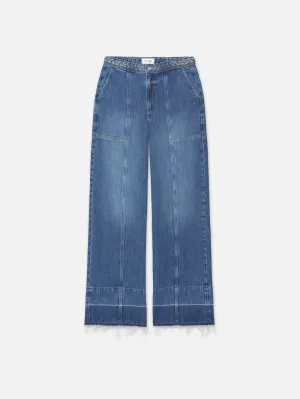 Pantalon large à taille haute avec ceinture tressée Pixie -- Goutte de rosée