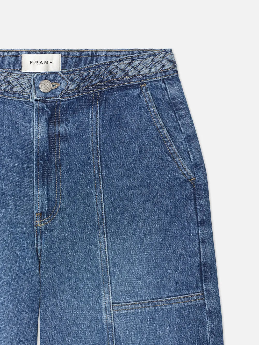 Pantalon large à taille haute avec ceinture tressée Pixie -- Goutte de rosée