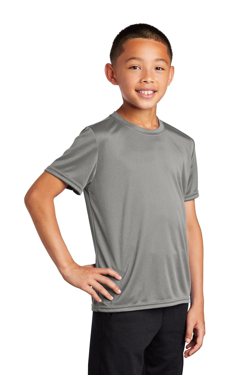 Port & Company Youth T-shirt à manches courtes col rond en Dry Zone Performance évacuant l'humidité - Gris Béton