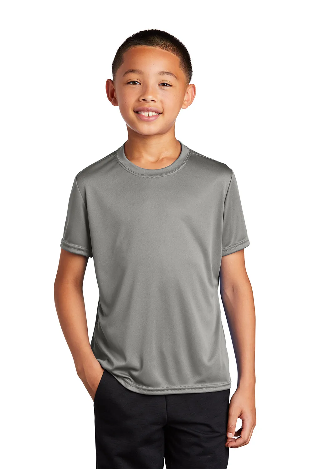 Port & Company Youth T-shirt à manches courtes col rond en Dry Zone Performance évacuant l'humidité - Gris Béton