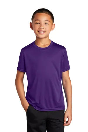 Port & Company Youth Dry Zone Performance Moisture Wicking Short Sleeve Crewneck T-Shirt - Team Purple
